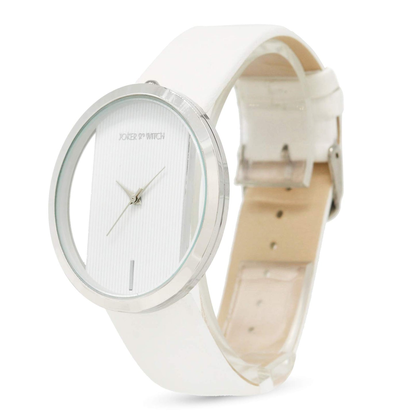 Joker & Witch Synthetic Coeur White And Silver Analog Watch Bracelet Set For Women, Band_Black