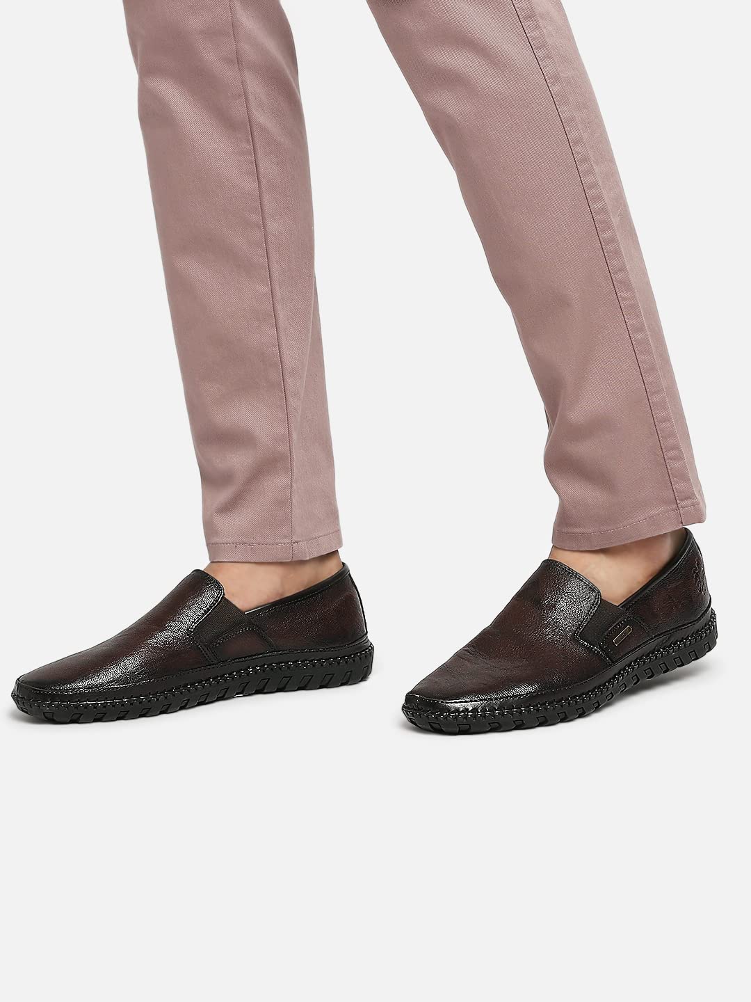 Buckaroo Nardo Natural FullGrain Leather Brown Casual Slip-On Shoes for Mens: Size UK 8