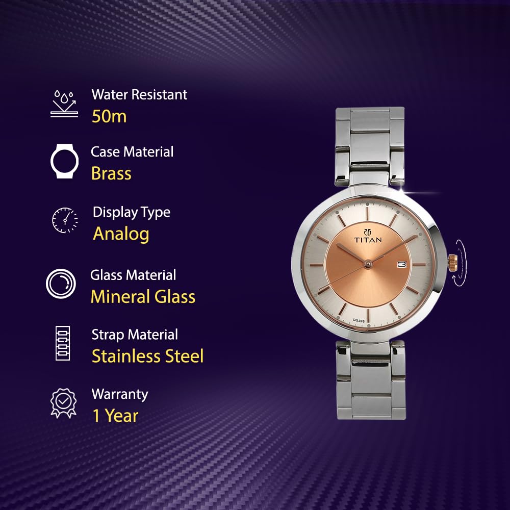 Titan Ladies Neo - Ii Analog Rose Gold Dial Women's Watch NM2480KM01/NN2480KM01