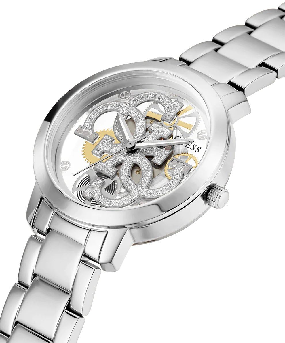 GUESS Stainless Steel Analog Silver Dial Women Watch-Gw0300L1, Silver Band