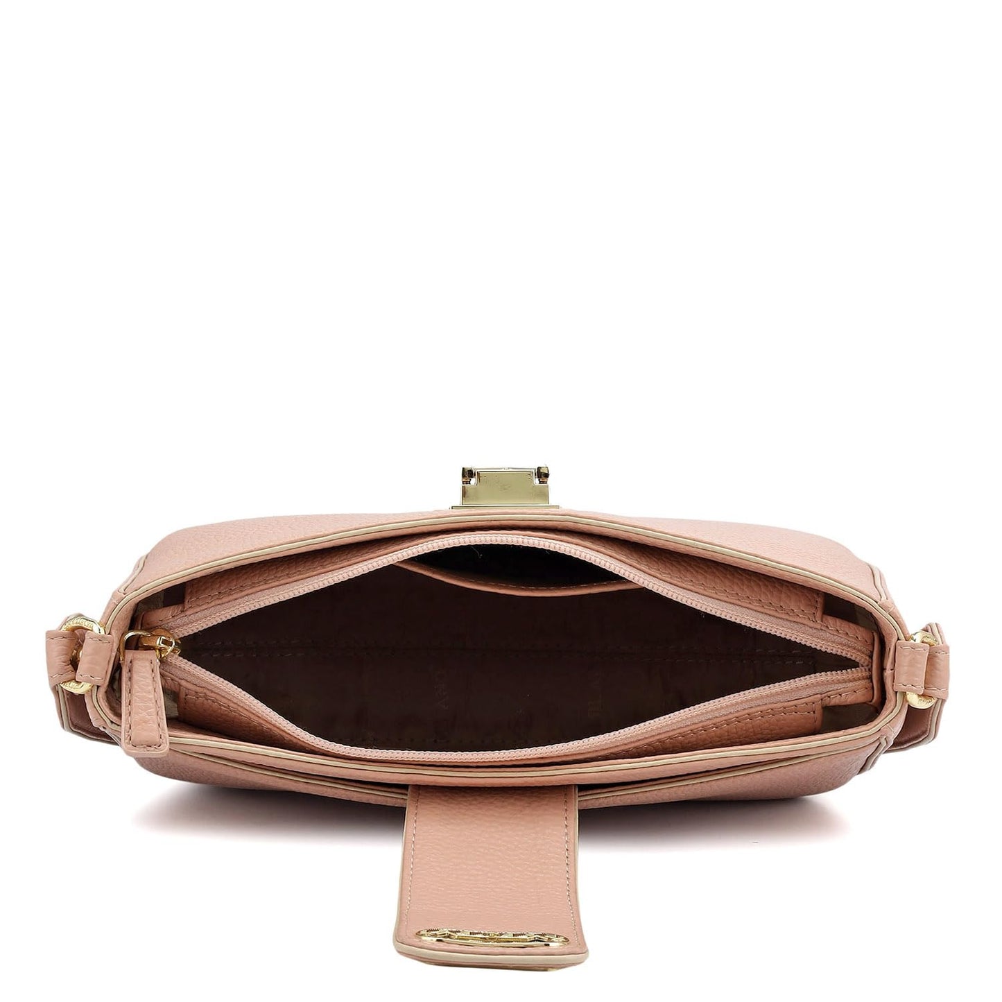 Da Milano Women's Leather Shoulder Bag – Pink | Genuine Leather Handbag with Gold Hardware, Broad Shoulder Strap & Secure Clasp Lock | Elegant Everyday Purse