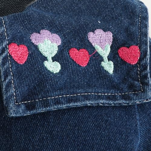 Hopscotch Girls Full Sleeves Navy Floral Embordered Denim Jacket For Ages (12-18 Months)