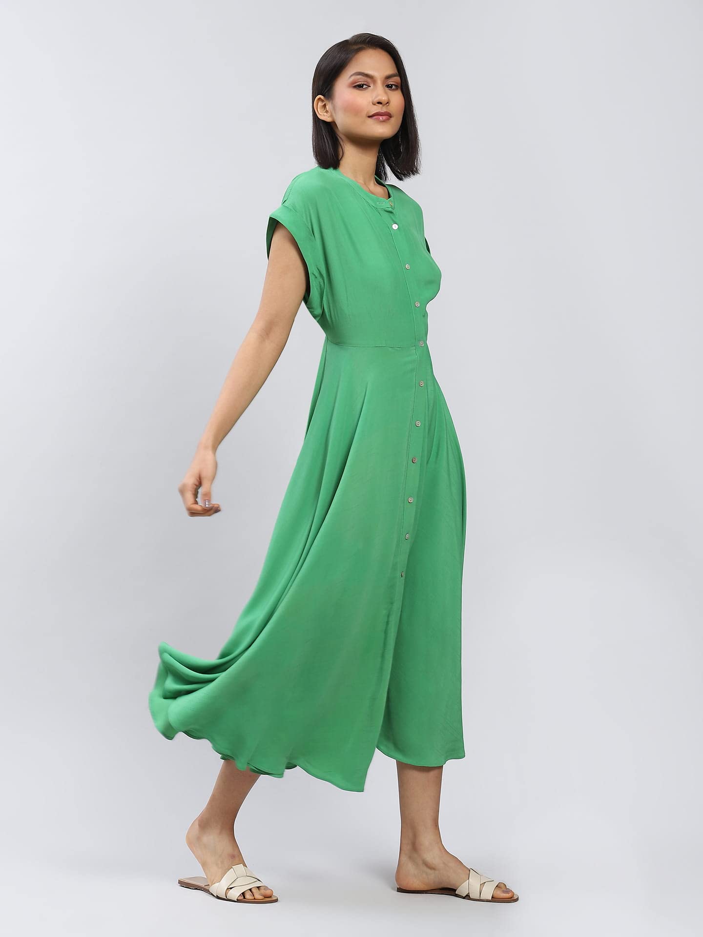 Label RITU KUMAR Green Button-Down Long Dress