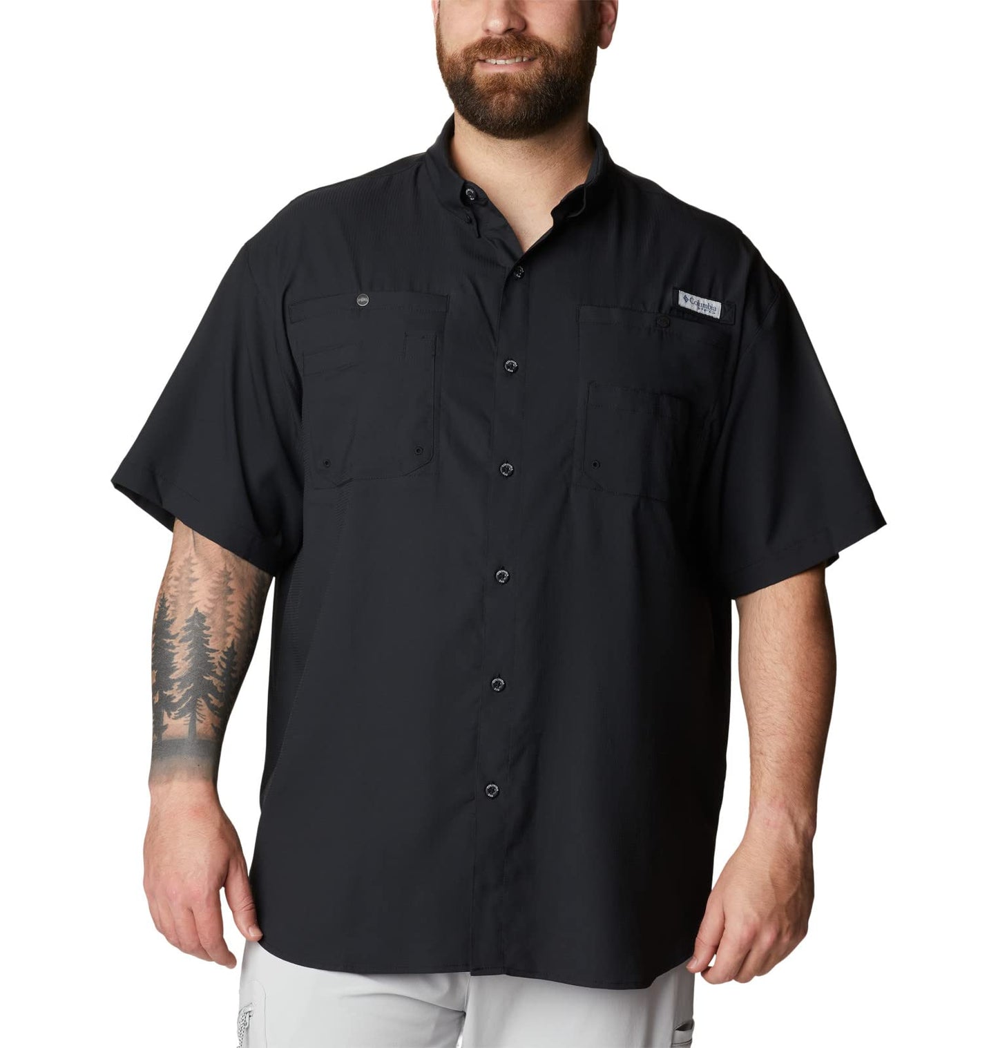 Columbia Men Black Omni Wick Tamiami II Short Sleeve Hiking | Trekking | Camping | Safari Shirt, S