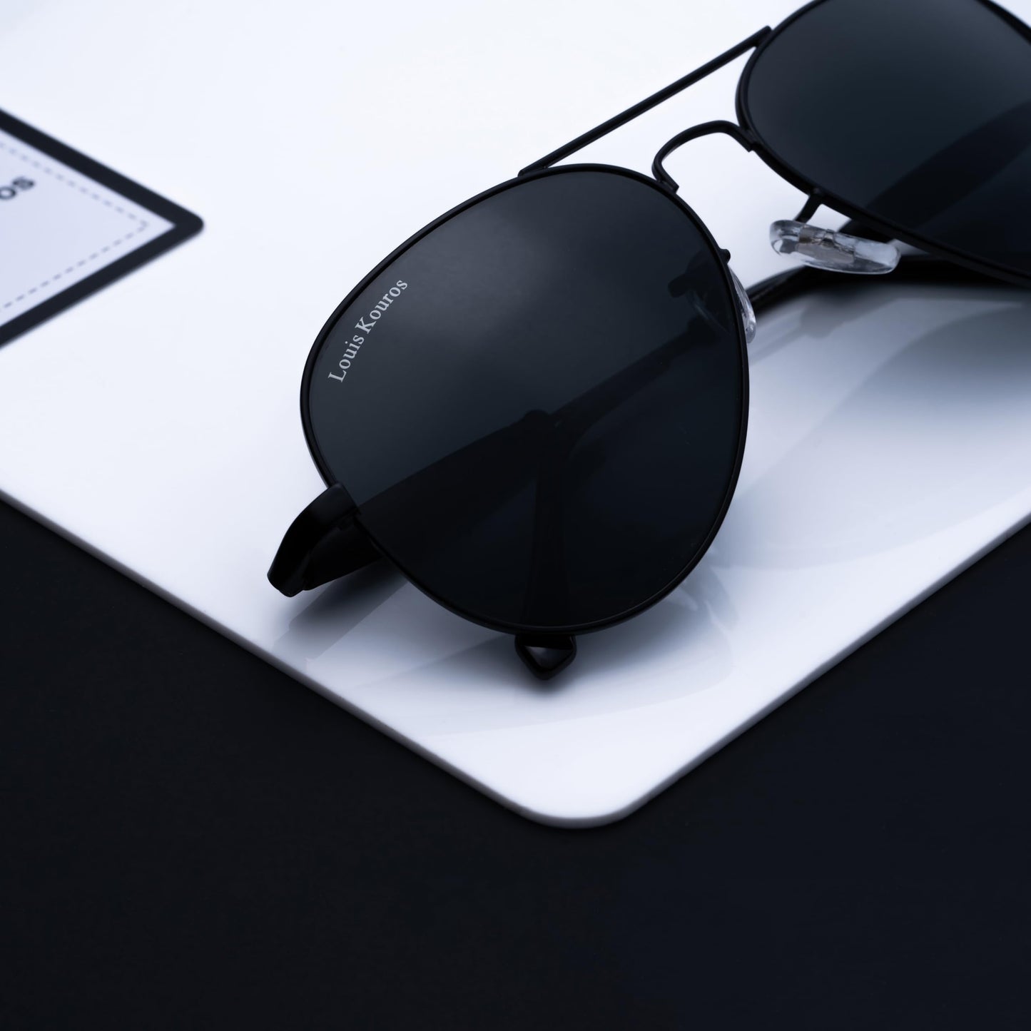 Louis Kouros Airomade Aviator Classic 3517 sunglasses | Black Frame | Black Lens | Mirror Lens | 400 UV Protection | For Men Women | Medium | 62 mm Lens Width