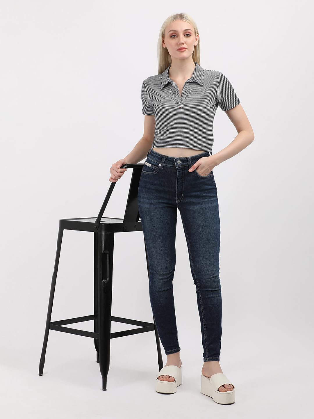 Calvin Klein Womens Blue Color Jeans (26)