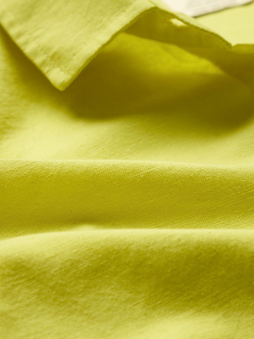 The Souled Store Lime Green: Women & Girls Long Sleeve Collared Neck Button Down Regular Fit Cotton Linen Shirts