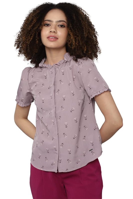 Allen Solly Women's Blouse (AHTSCRGPM56660_Purple L)