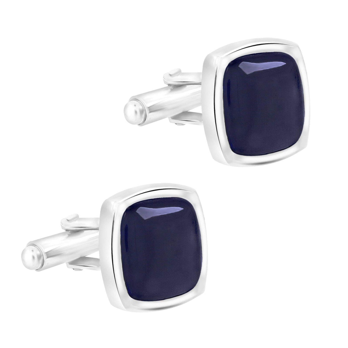 Zivom® Indigo Blue Silver Office Formal Shirt Blazer Cufflinks Pair Men Gift Box