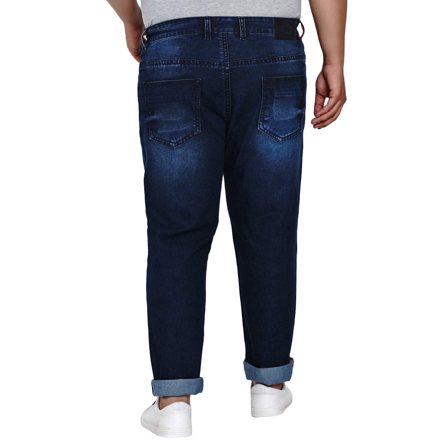 JOHN PRIDE Plus Size Men Regular Fit Mid-Rise Clean Look Stretchable Blue Jeans