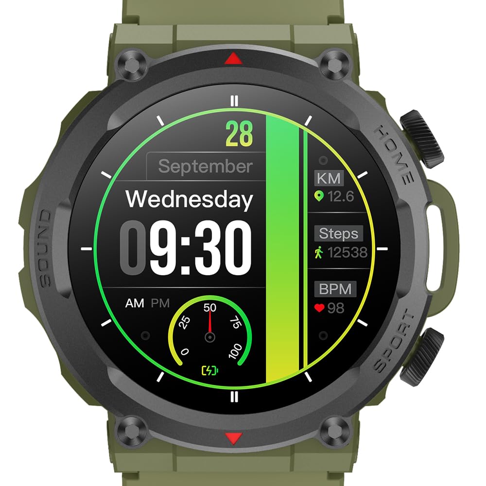 TIMEX Unisex-Adult Tough 1.43Round Amoled Rugged Smartwatch With 466X466 Pixel Resolution| Bluetooth Calling| Metallic Body|Always On Display|Ai Voice Assist|100+ Sports Modes|100+ Watchfaces