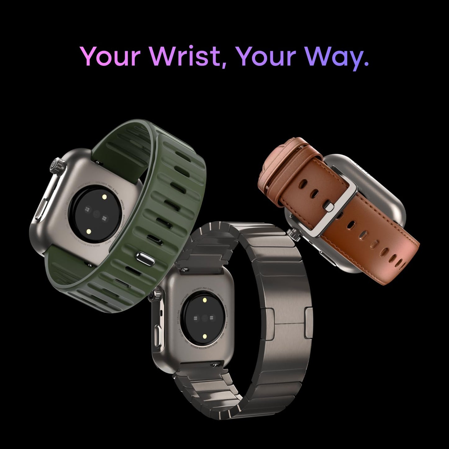 Noise Pro 6 Max Smart Watch:Intelligent AI, Endless AI Watch Faces, AI Companion, 1.96” AMOLED, Stainless Steel Build, Built-in GPS, 5 ATM, EN2 Processor, for iOS & Android(Green Titanium)