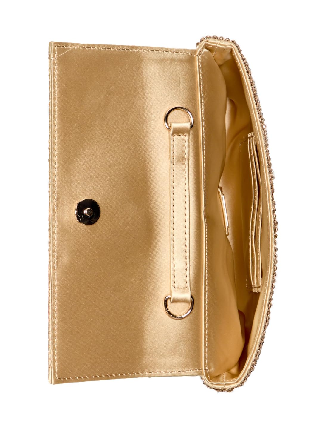 GUESS Gold Embellished Zalina Flap Clutch