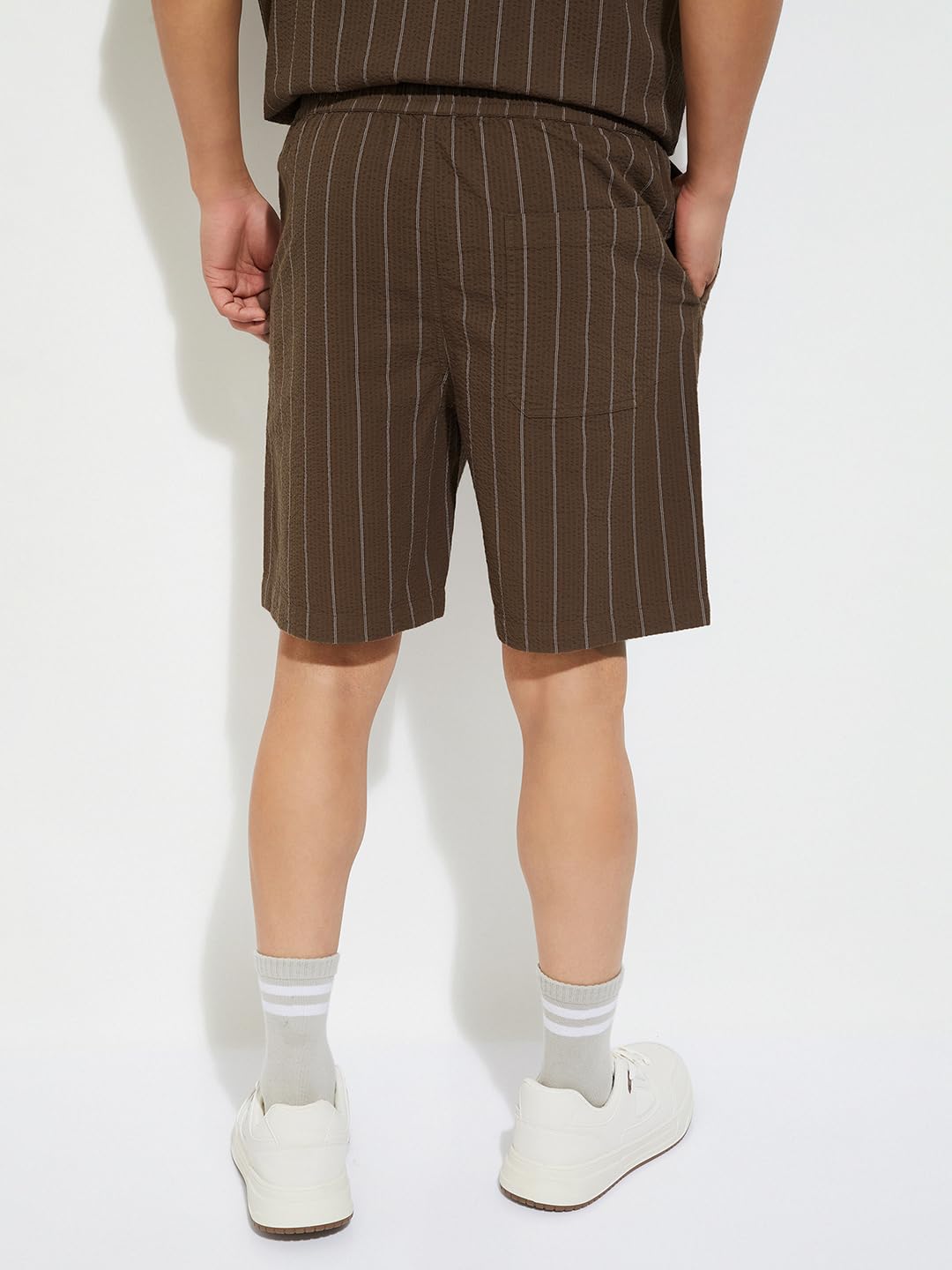 Max URB_N Men Striped Shorts (Brown_L)