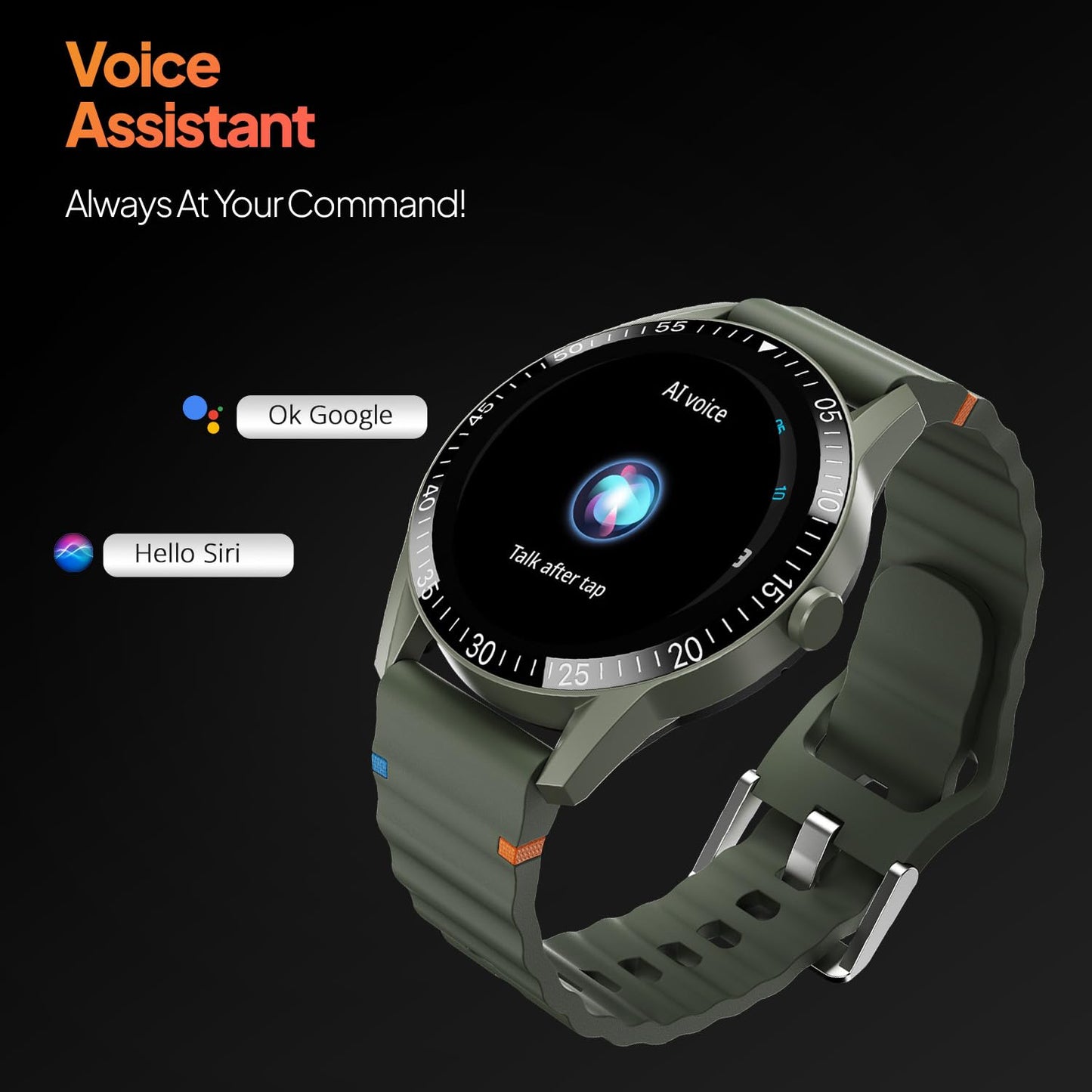 Fire-Boltt Talk Bluetooth Calling Smartwatch, 1.39" TFT Display with Dual Button, Hands On Voice Assistance, 120 Sports Modes, in Built Mic & Speaker (Talk, Green Wave)