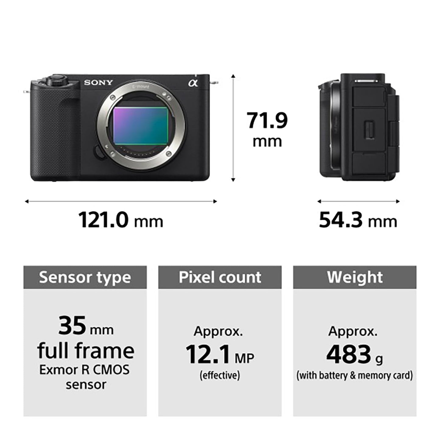 Sony Alpha ZV-E1L Full-Frame Interchangeable-Lens Mirrorless vlog Camera (with 28-60mm Zoom Lens)| Made for Creators | 12.1 MP | Artificial Intelligence Based Autofocus | 4K 120p Recording – Black