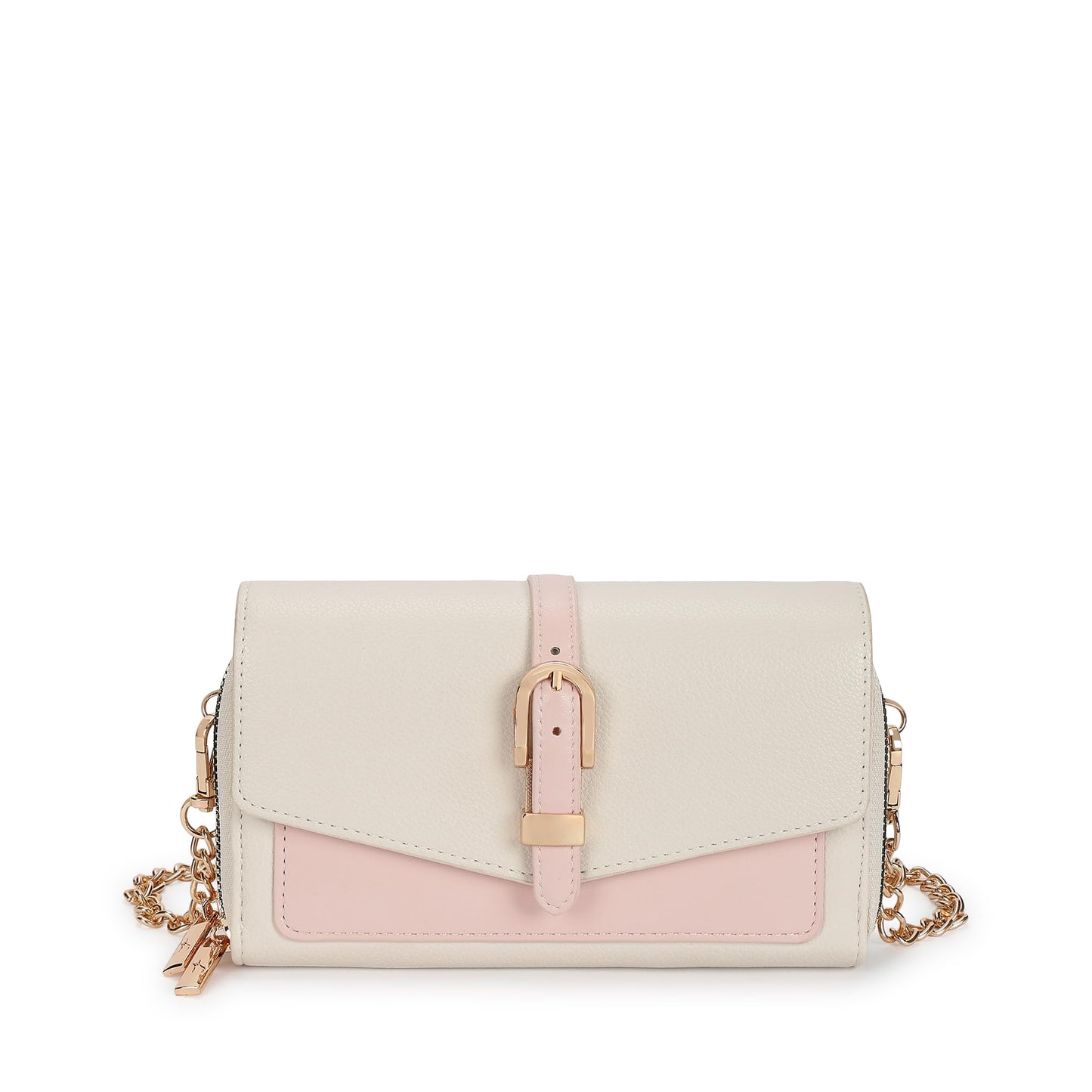 Fastrack Color-Blocked Sling Bag for Women | Faux Leather Crossbody with Zippered Compartment, Chain Strap and Lightweight Build | Compact Everyday Bag for Travel, College and Casual Outfits