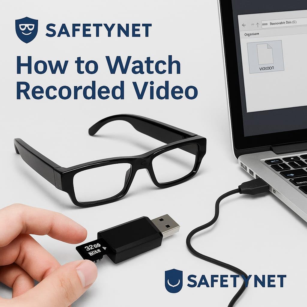 SAFETYNET Glasses Camera | 4K HD Video Recording | Discreet Lens Design | Lightweight Wearable for Home, Office & Meetings | Supports 64GB TF Card (Not Included)