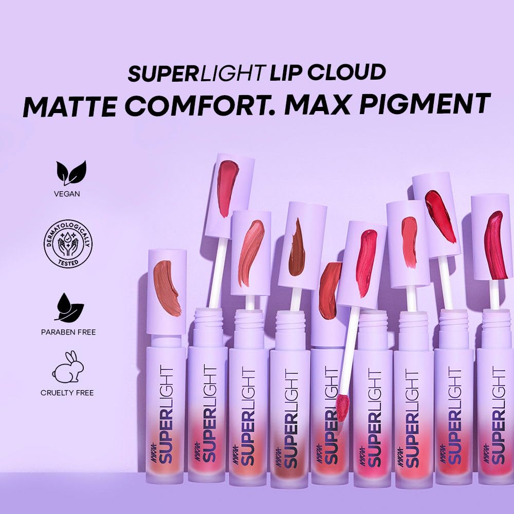 Nykaa Superlight Lip Cloud Airy Mousse Matte Liquid Lipstick for Lip & Cheek - Grapefruit Sparkle (5ml)