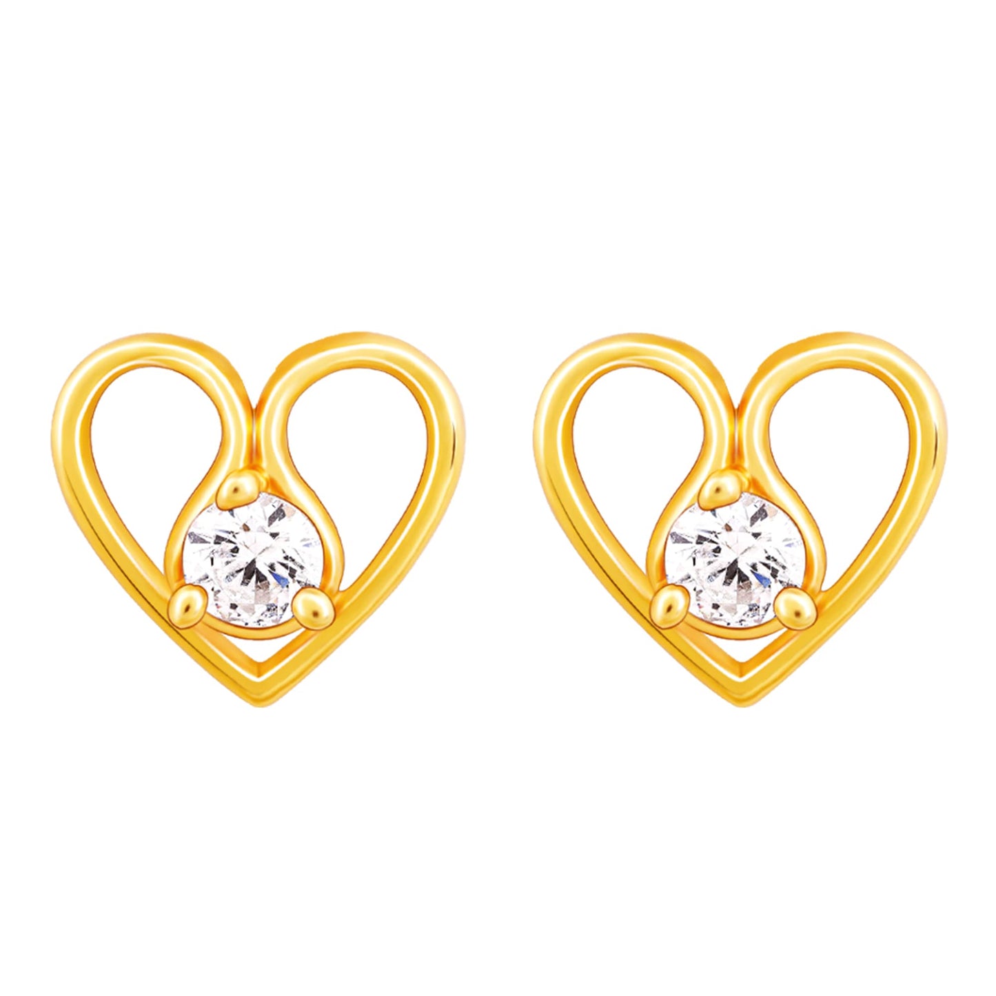GIVA 925 Silver Golden Zircon Studded Heart Earrings |Studs to Gift Women and Girls | With Certificate of Authenticity and 925 Stamp | 6 Months Warranty*