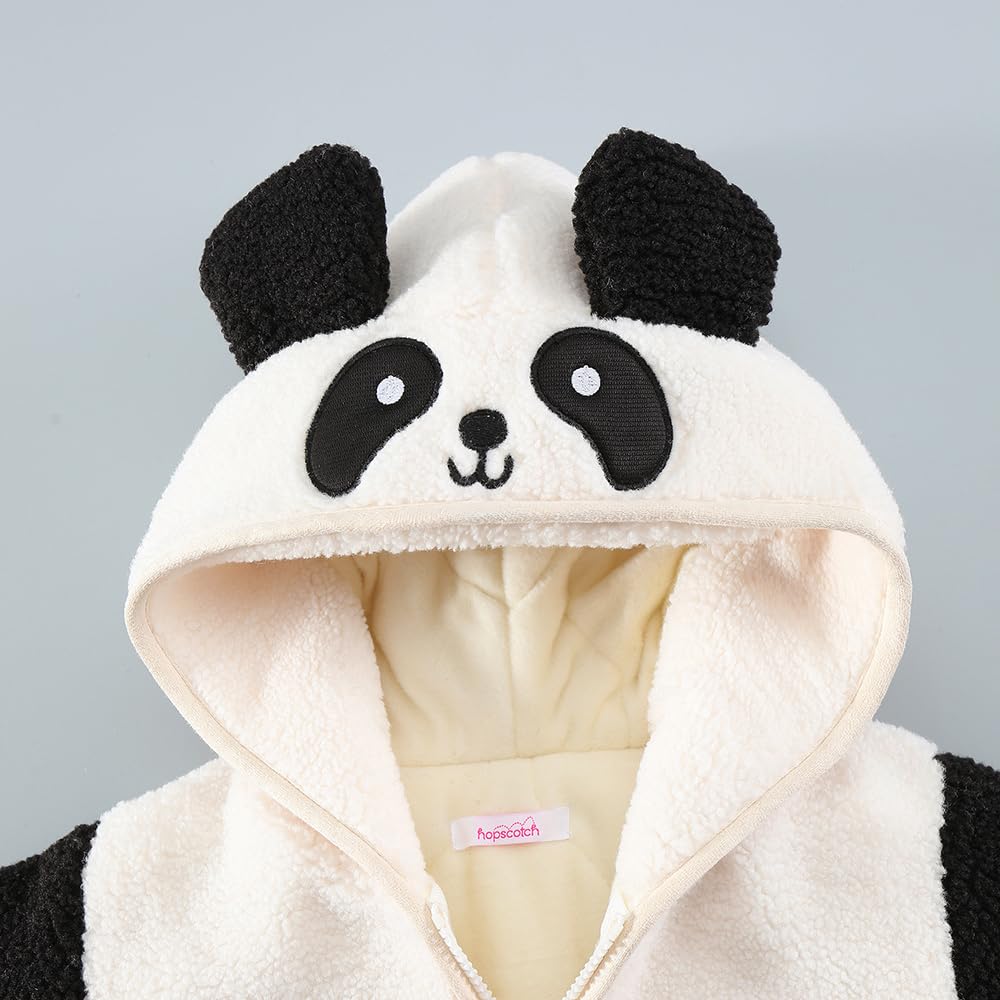 Hopscotch Boys Full Sleeves White 3D Panda Applique Hooded Jacket For Ages (12-18 Months)