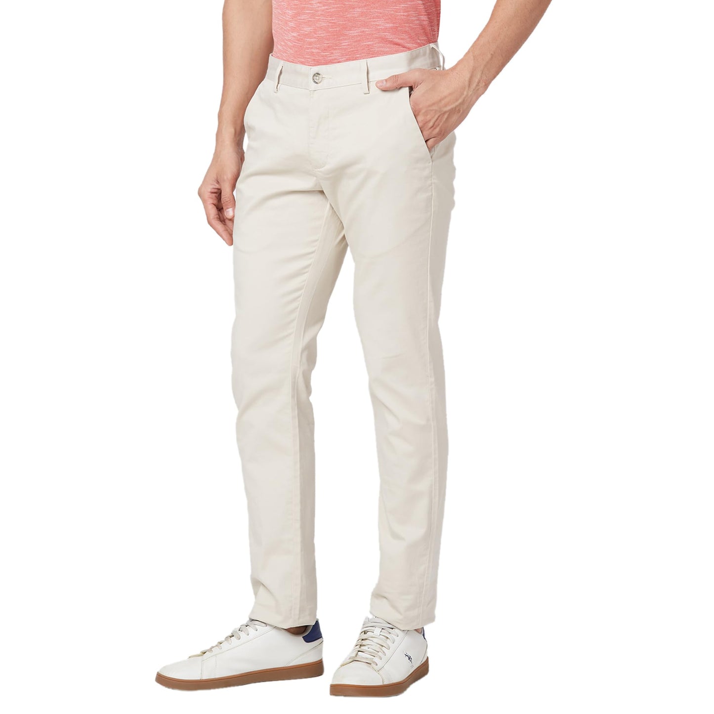 Park Avenue Men's Neo Fit Solid Pattern Cotton Blend Pleated Casual Trouser (Size: 36)-PCTA00477-F2