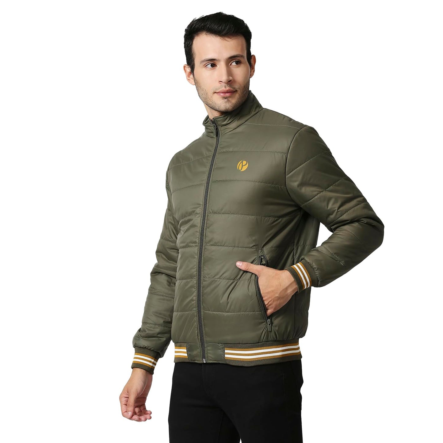 Pepe Jeans Men's Polyester A-Line Standard Length Coat (PM402730_Olive_M)