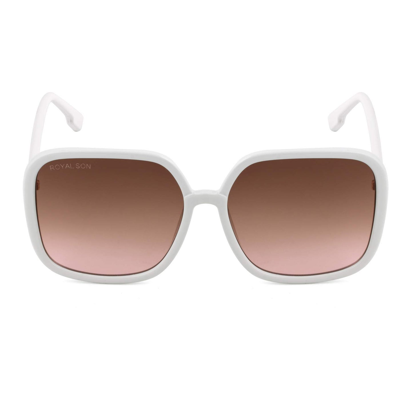 ROYAL SON Women Oversized Non-Polarization Sunglasses White Frame, Brown Lens (Large)
