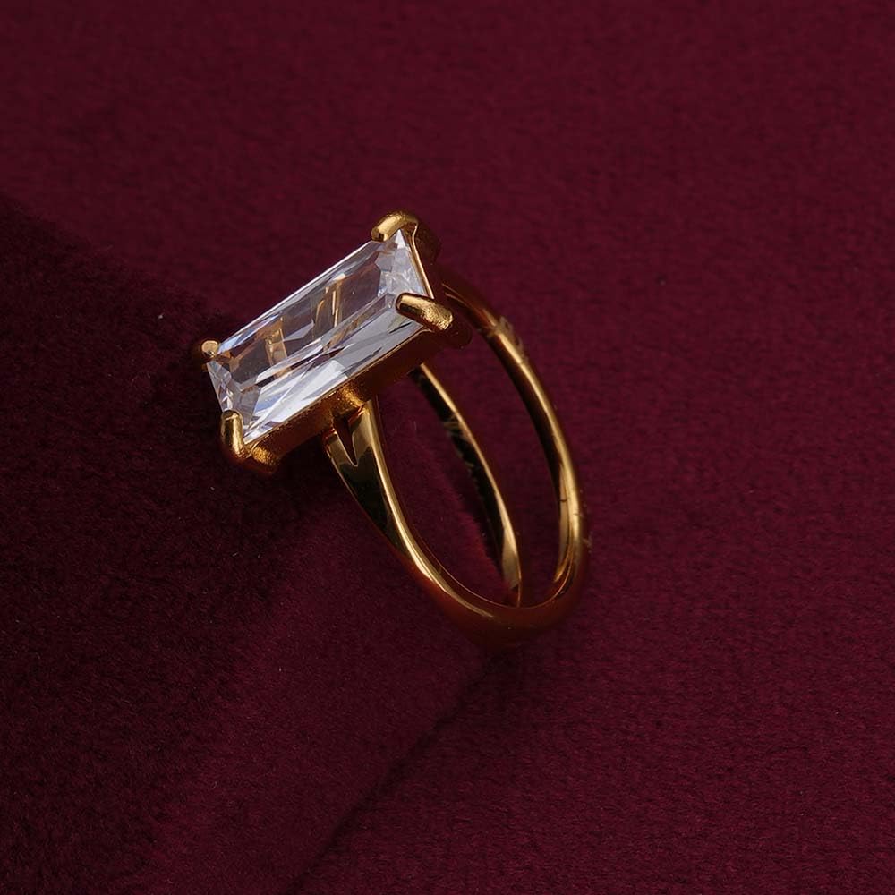 PALMONAS Stacked Zirconia Gold Ring for Womens - Waterproof & Anti-Tarnish (Size-7)