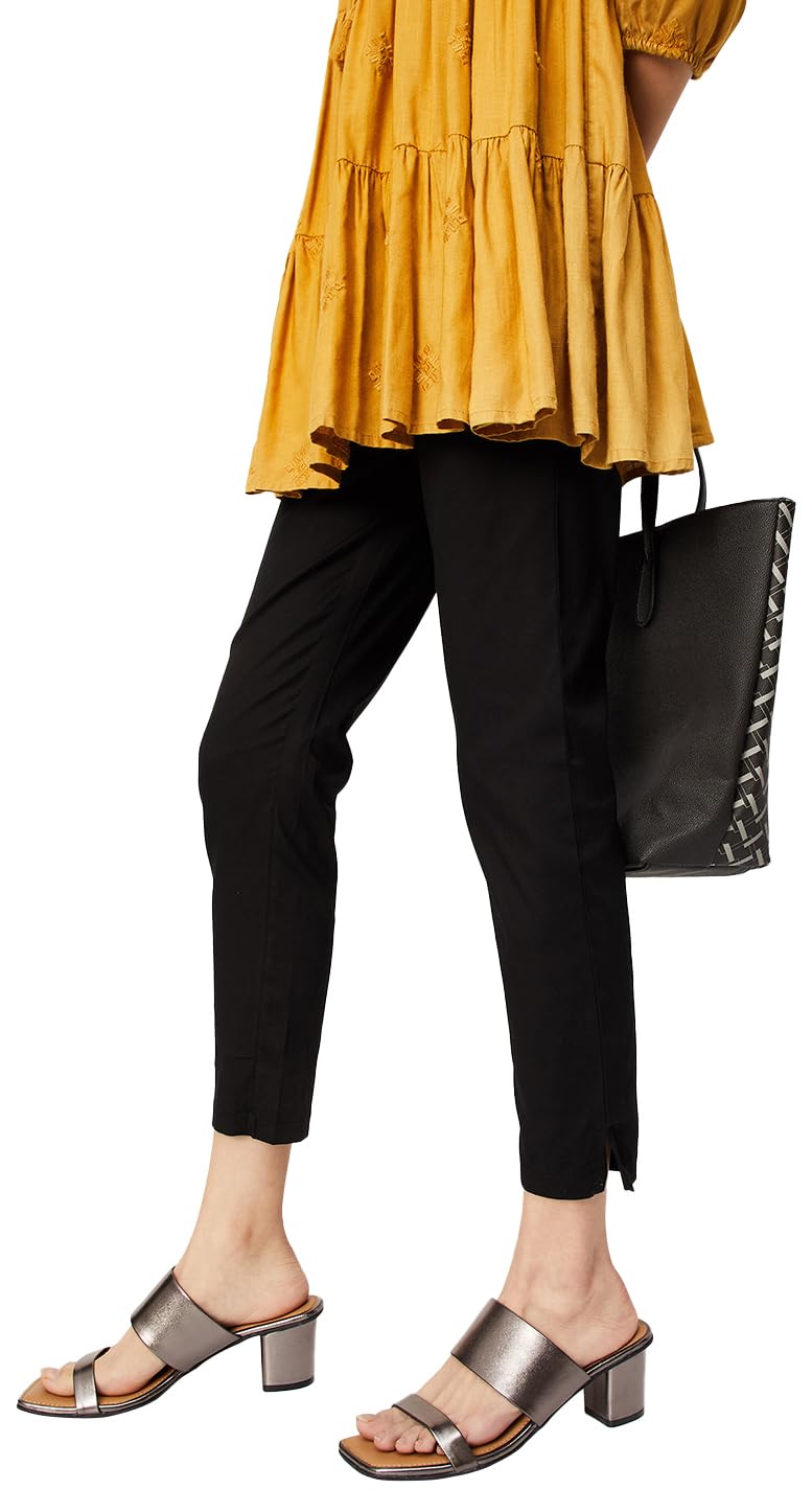 Max Women Solid Cropped Length Straight Pant (NOOSCWPTLYBLACK)_S