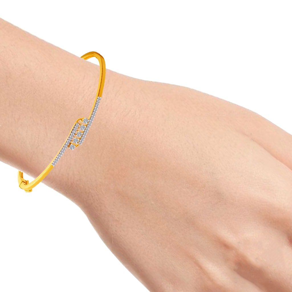 P.C. Chandra Jewellers 18KT Gold with Diamond Bangles for Women (Gold)