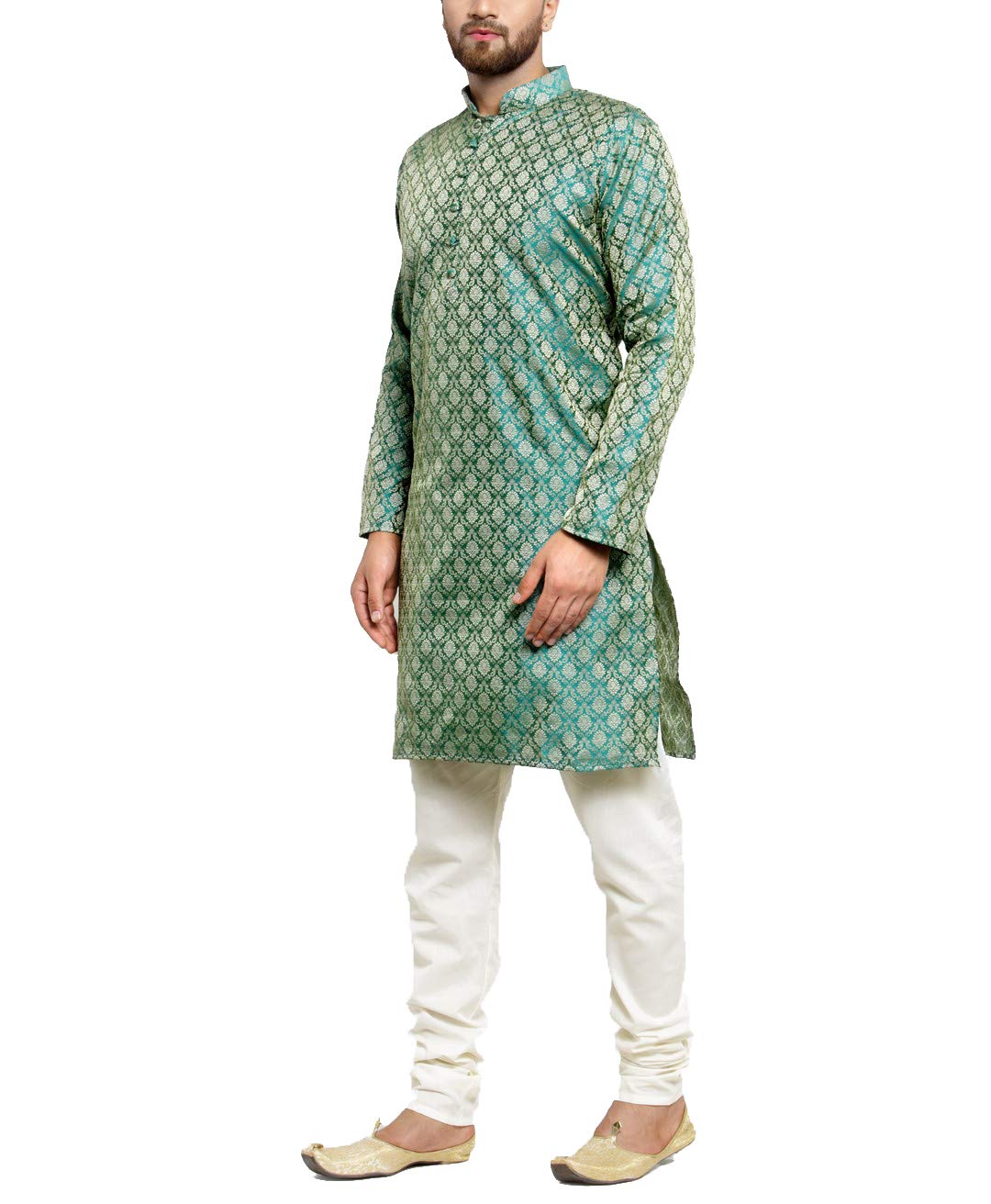 Jompers Men's Kurta Pyjama Set (Green, Large)