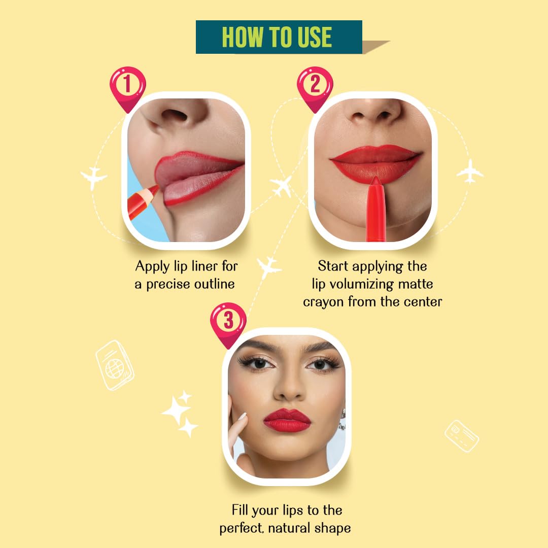 Lovechild Masaba Passport to Plump Lip Crayon | Hydrated Matte Finish | Transfer Proof | City Vibe! (Magenta), 1.4gm