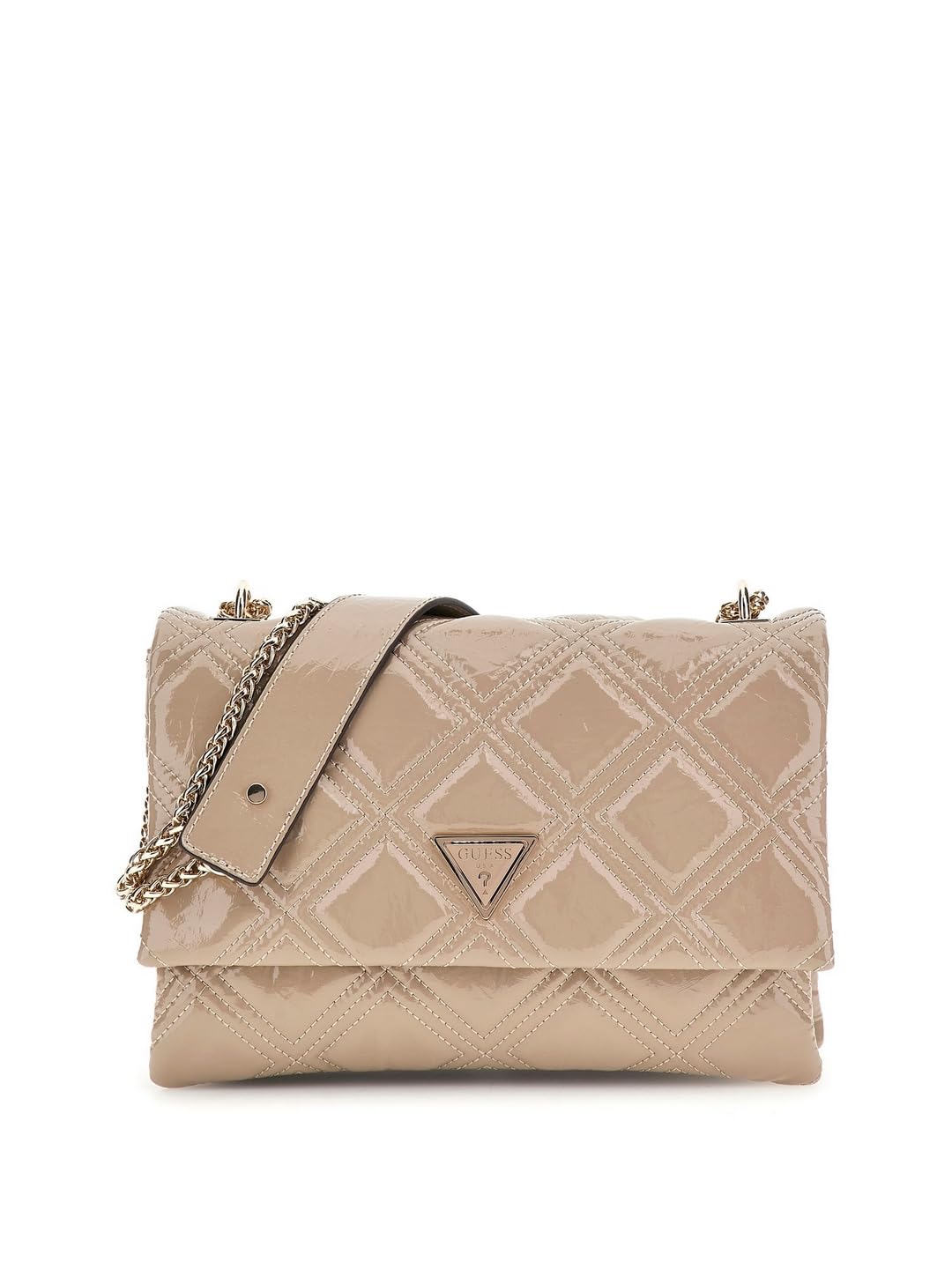GUESS Women's Beige Quilted Crossbody Bag| Ladies Purse Handbags | Gift For Ladies