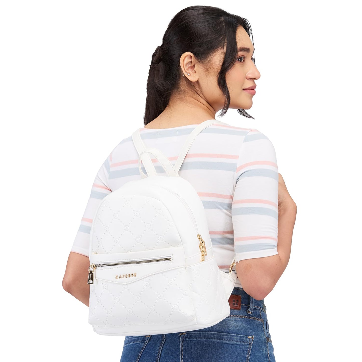 Caprese Brianna Fashion Backpack for Women (Medium, White)
