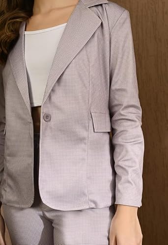 OFFICE PURPLE Women Printed Blazer Pant Set- Women's Casual Office Business 3-Piece Printed Suit, Single-Breastered Blazer Camisole and Pant Set (Brown, L)
