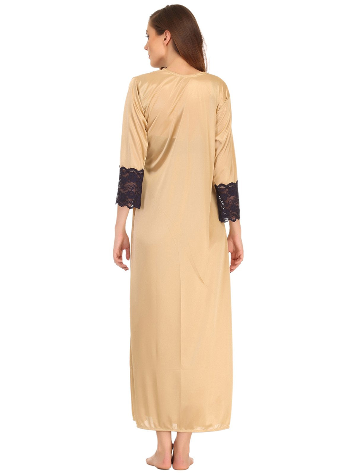 Clovia Women's Satin Solid Nightwear Set Pack of 7 (NS0563P24_O_Beige_Free Size_Brown_Free Size)