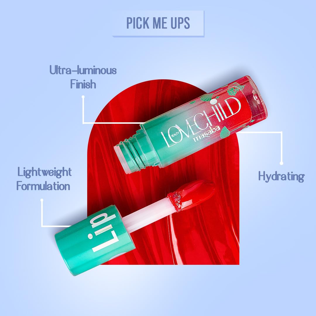 LoveChild Masaba Lip Gelato Tinted Lip Oil | Hydrating, Luminous finish |With Vitamin E, Jojoba oil, Hyaluronic Acid & Shea Butter, Raspberry Rose, 5ml