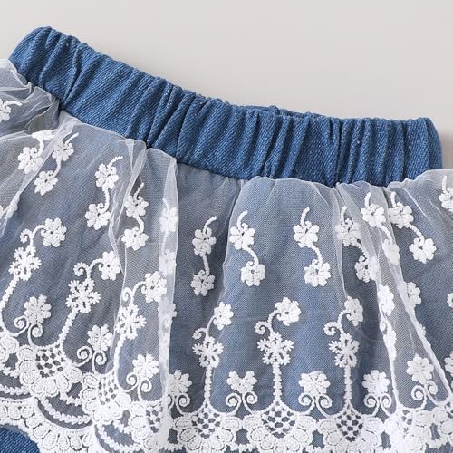Hopscotch Girls Lavender Full Sleeves 2-Pc Lace Bow Applique Jeans Set For Age (3-4 Years)