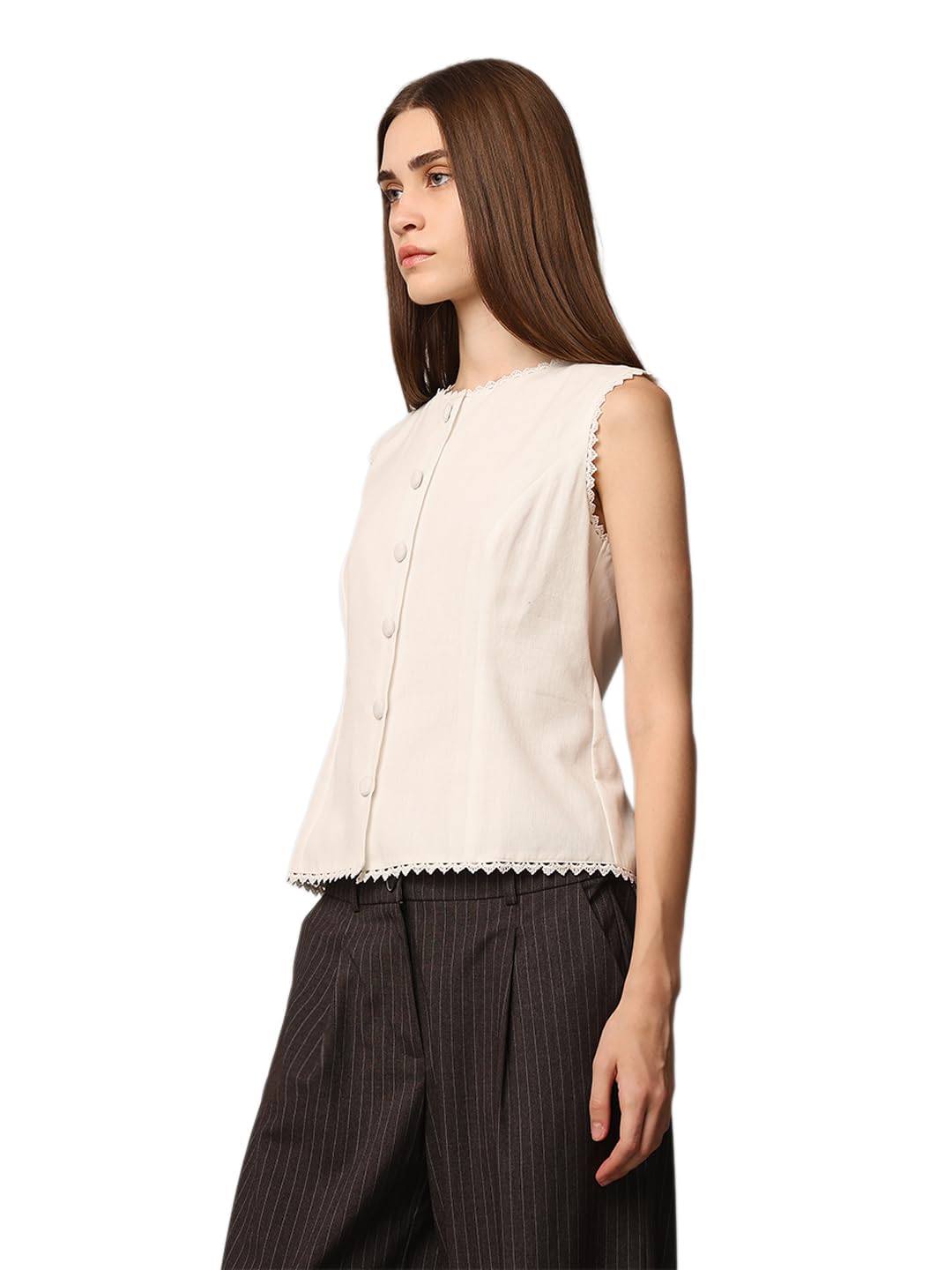 ONLY Women's Regular Fit White Waistcoat