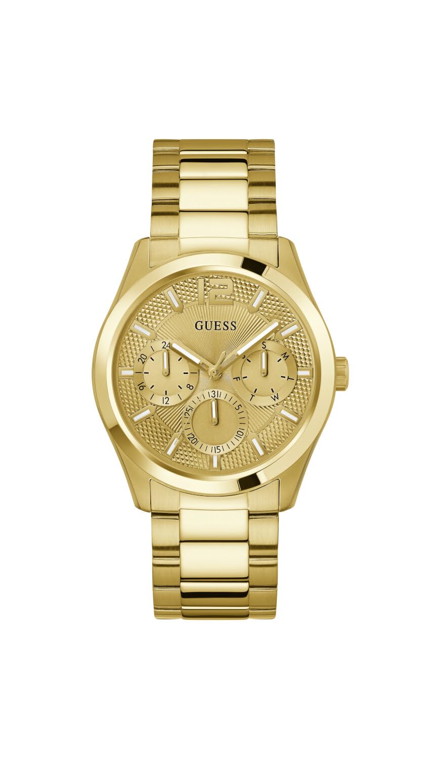 GUESS Mens Stainless Steel Analog Champagne Dial Watch-Gw0707G3, Band Color:Gold