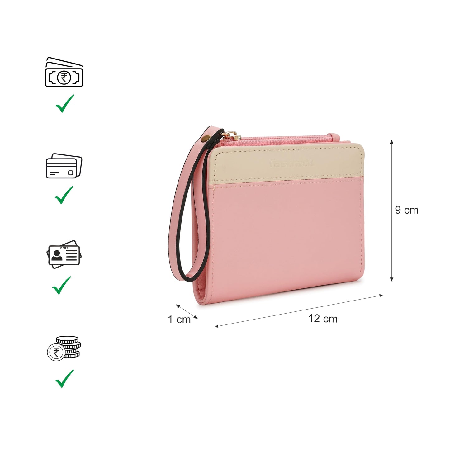 Fastrack Colour Blocked Wallet with Wristlet For Women, Girls and Ladies