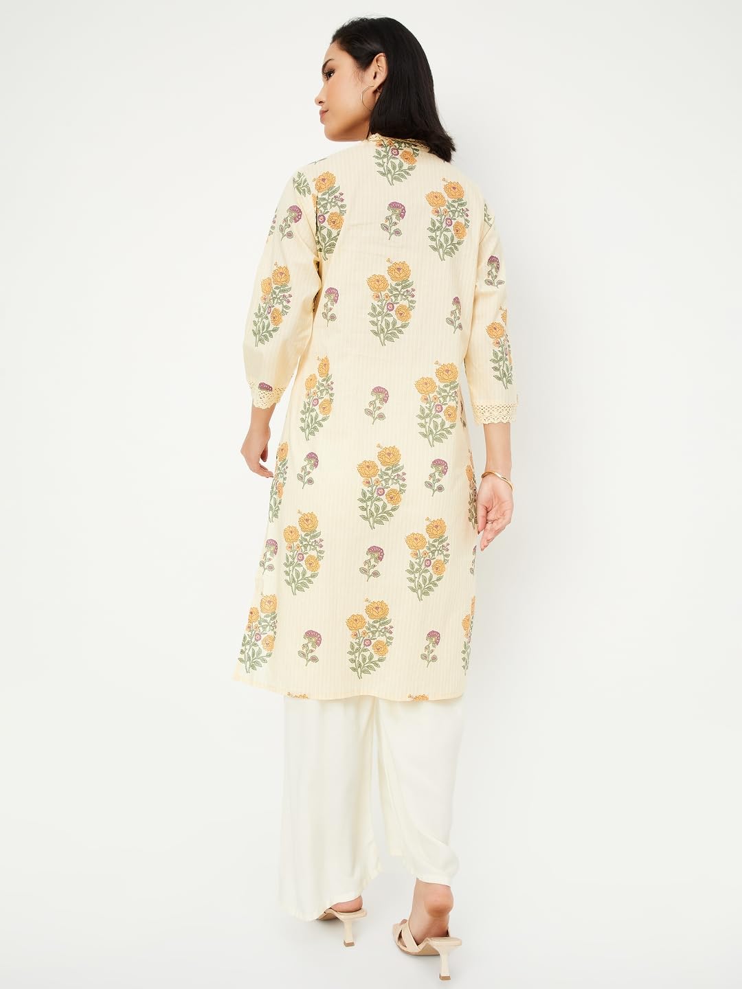 Max Women's Cotton Regular Kurta (PEPKSP25SE_Yellow