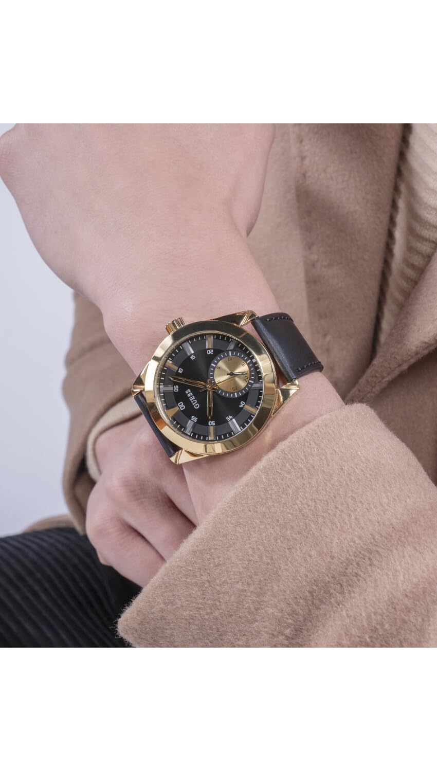 GUESS Leather Analog Black Dial Men's Watch-Gw0793G2