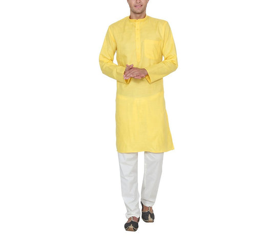Royal Kurta Men's Bright Yellow Kurta Pyajma Set