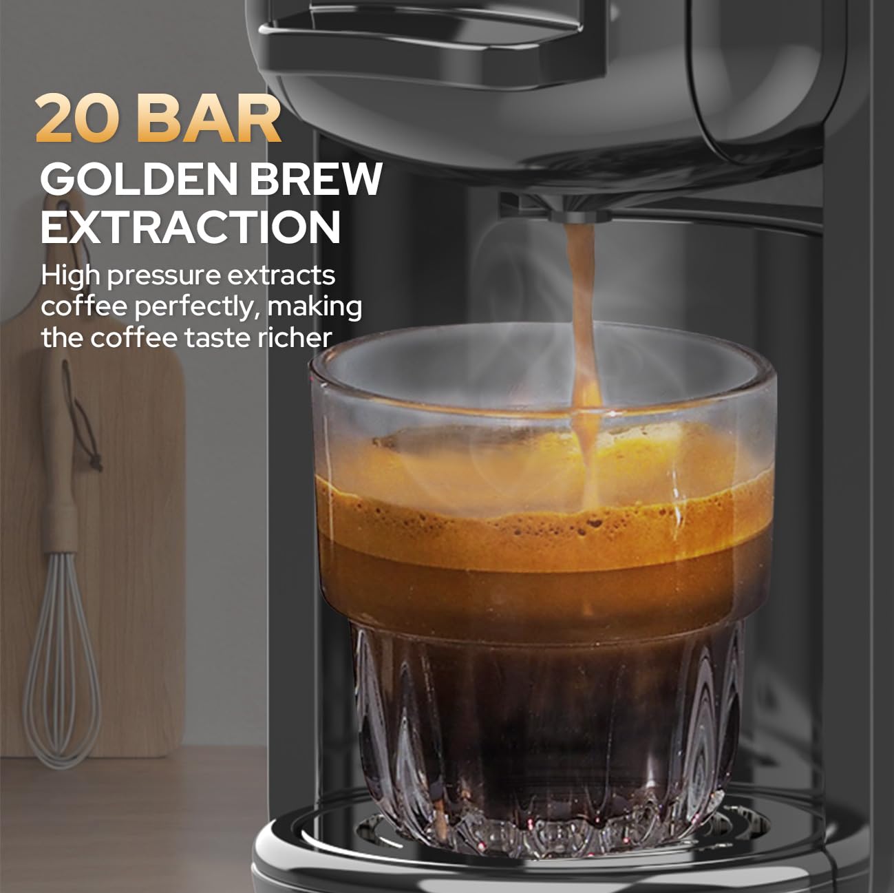 COSTAR 2-in-1 Espresso Machine for Capsules & Coffee Powder, 20 Bar Capsules Coffee Machine, Coffee Maker Machine for Home W/NS Original Capsules, Fast Heating System, Simple Touch Operation, 1450W