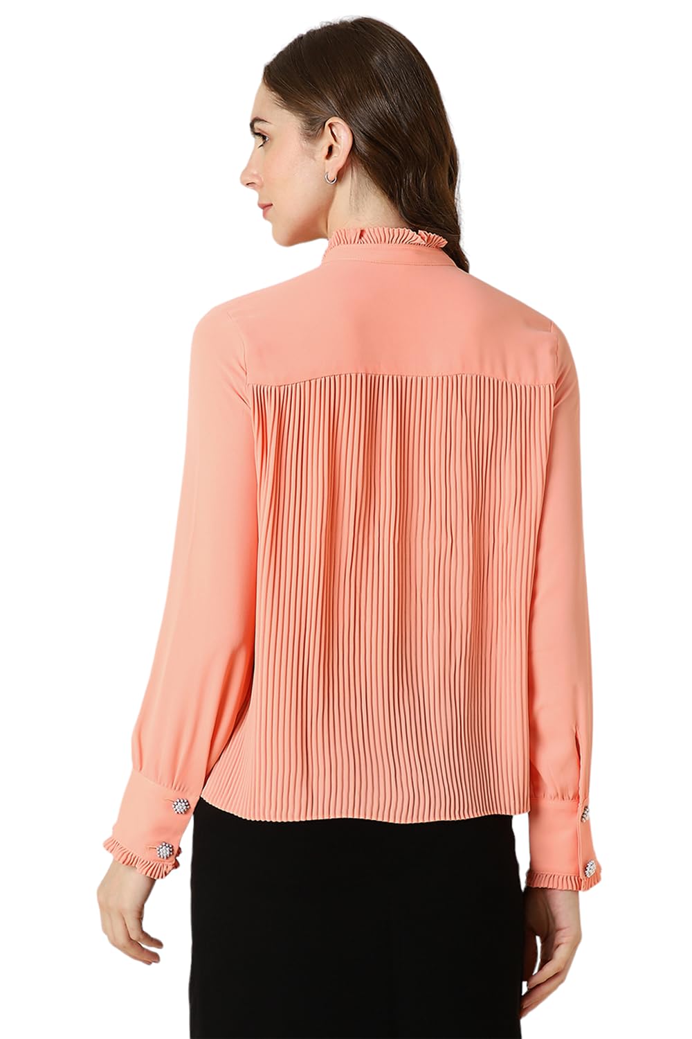 Allen Solly Women's Regular Fit Shirt (AHSFWRGFY75679_Peach
