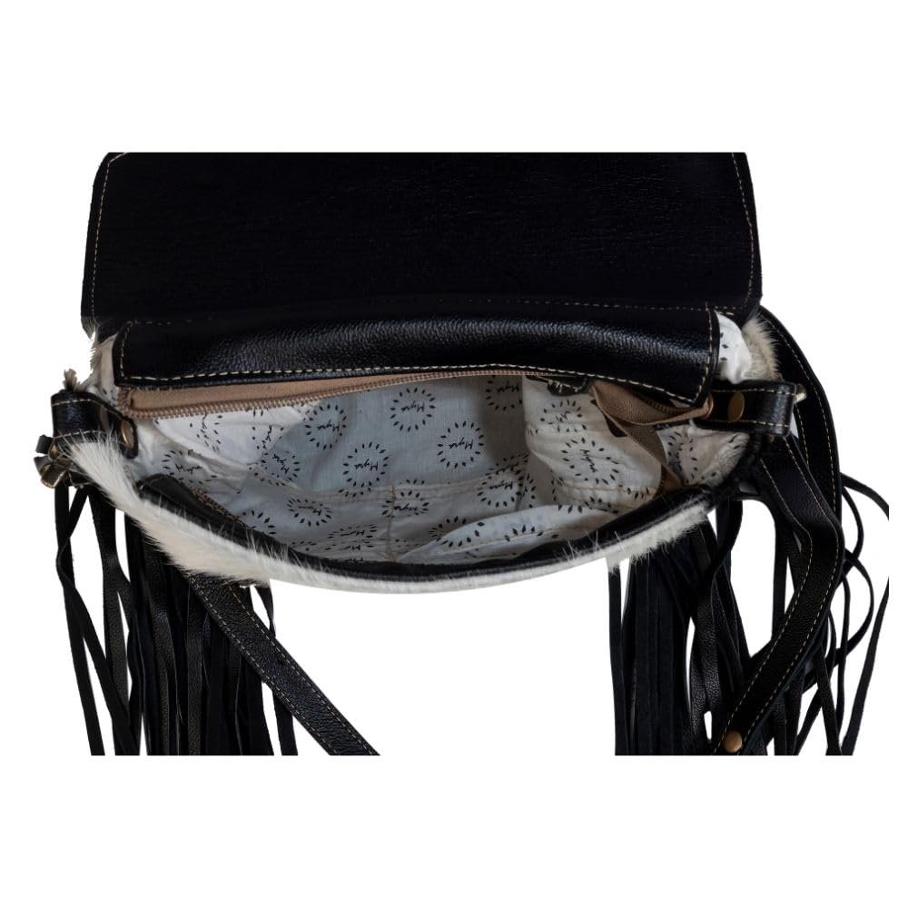 Myra Bag Aqua Hand-Tooled Bag Upcycled Cotton & Cowhide Leather S-2856