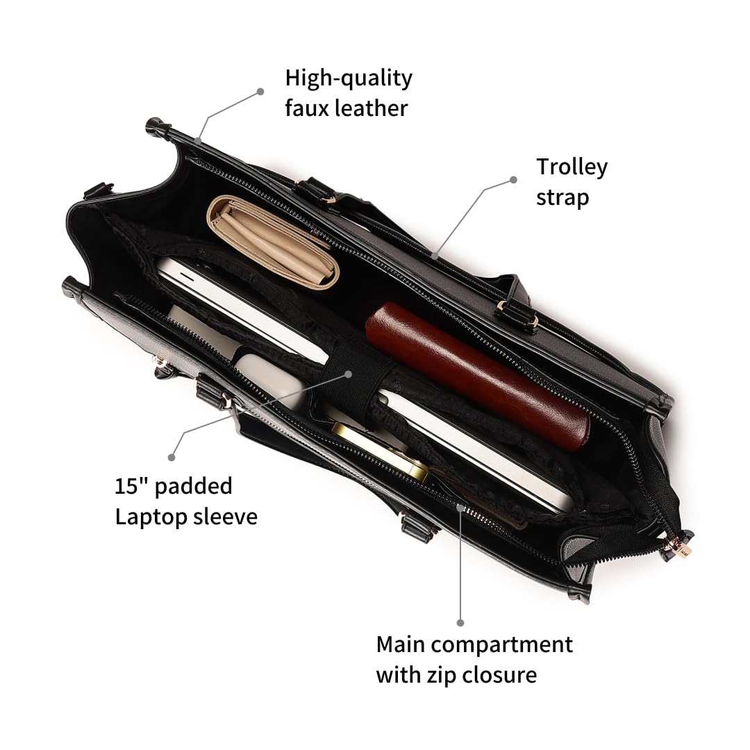 Fastrack WorkEase Structured Laptop Tote | 15" Laptop Compatibility | Made with Faux-Leather for Durability | Workwear Bags for Women | College Bags with Laptop