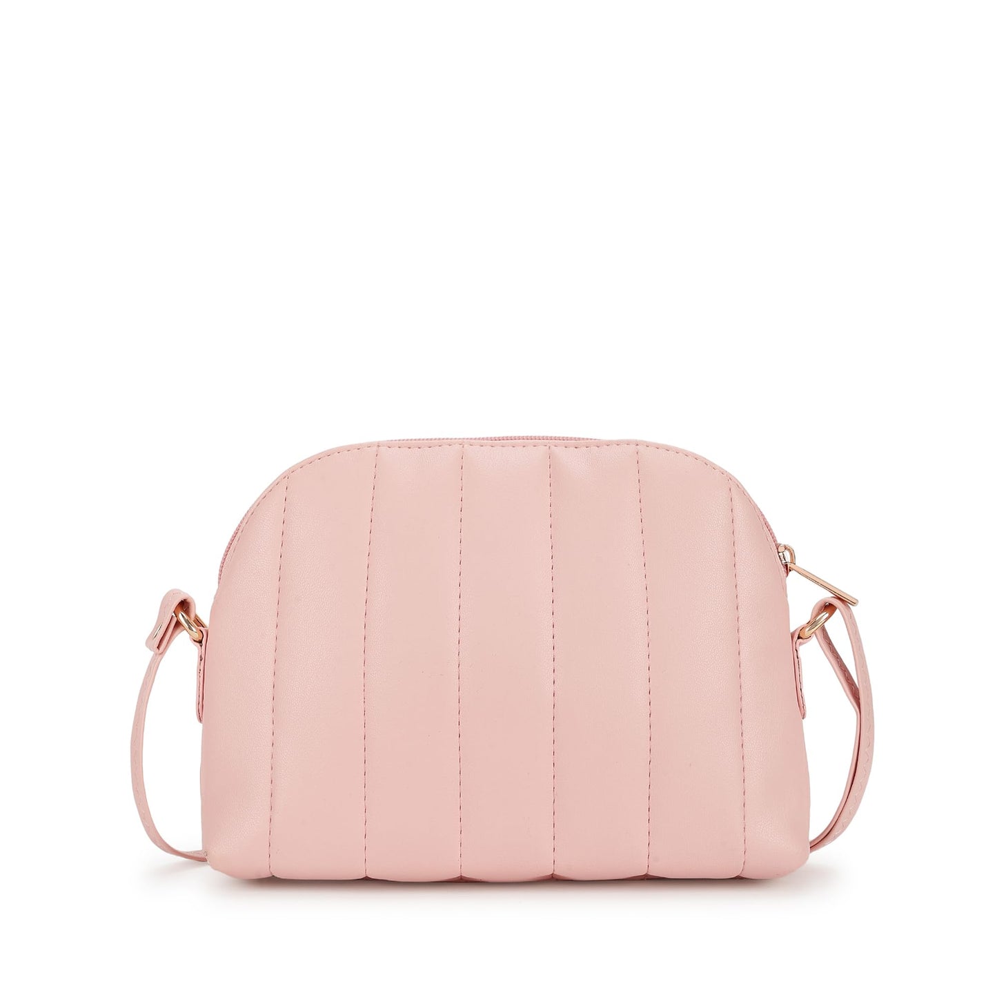 Fastrack Quilted Powder Pink Sling Bag For Women, Girls and Ladies with Top Zipper